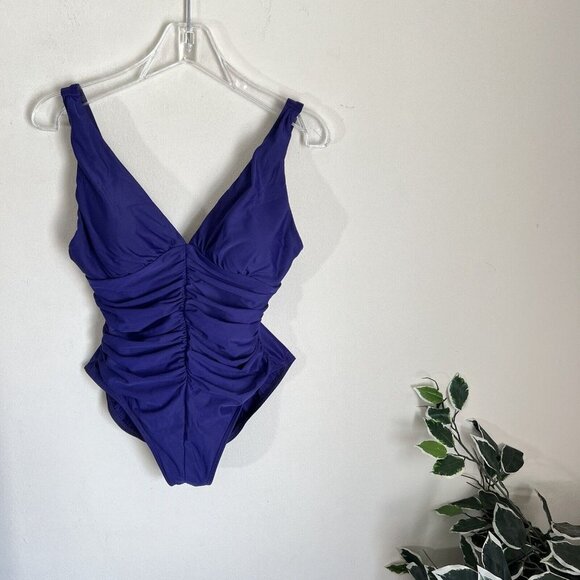 Miraclesuit Sonatina One Piece Swimsuit Tummy Control Ruching Size US 12 Purple - Picture 2 of 6
